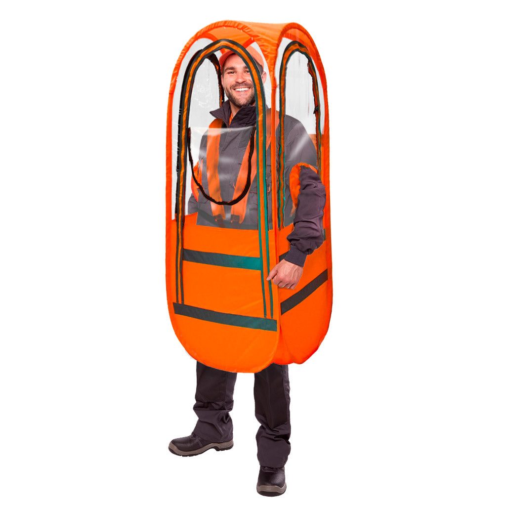 WalkingPod Pro - Tall - Safety Orange - Food Delivery - Under the Weather® - Personal pop-up wearable Pod tent - Perfect for social distancing, healthcare workers, outdoor workers - As Seen on Shark Tank