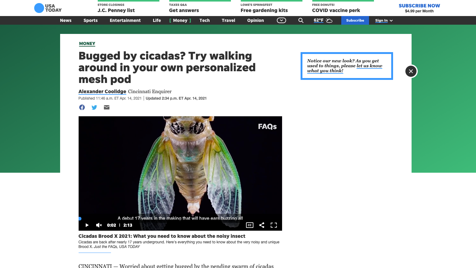 USA TODAY: Bugged by cicadas? Try walking around in your own personalized mesh pod