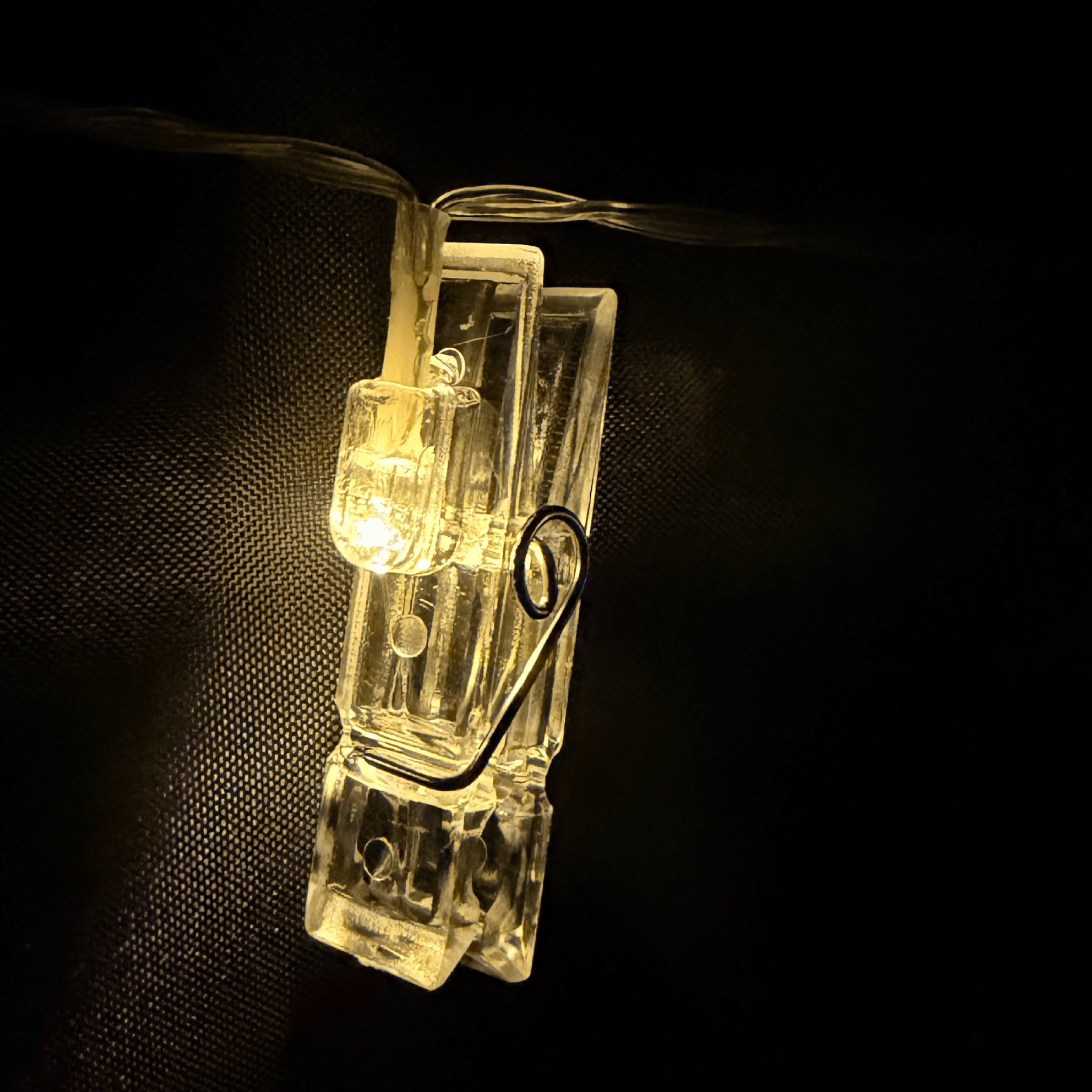 Detail of WeatherPod clip on string lights.