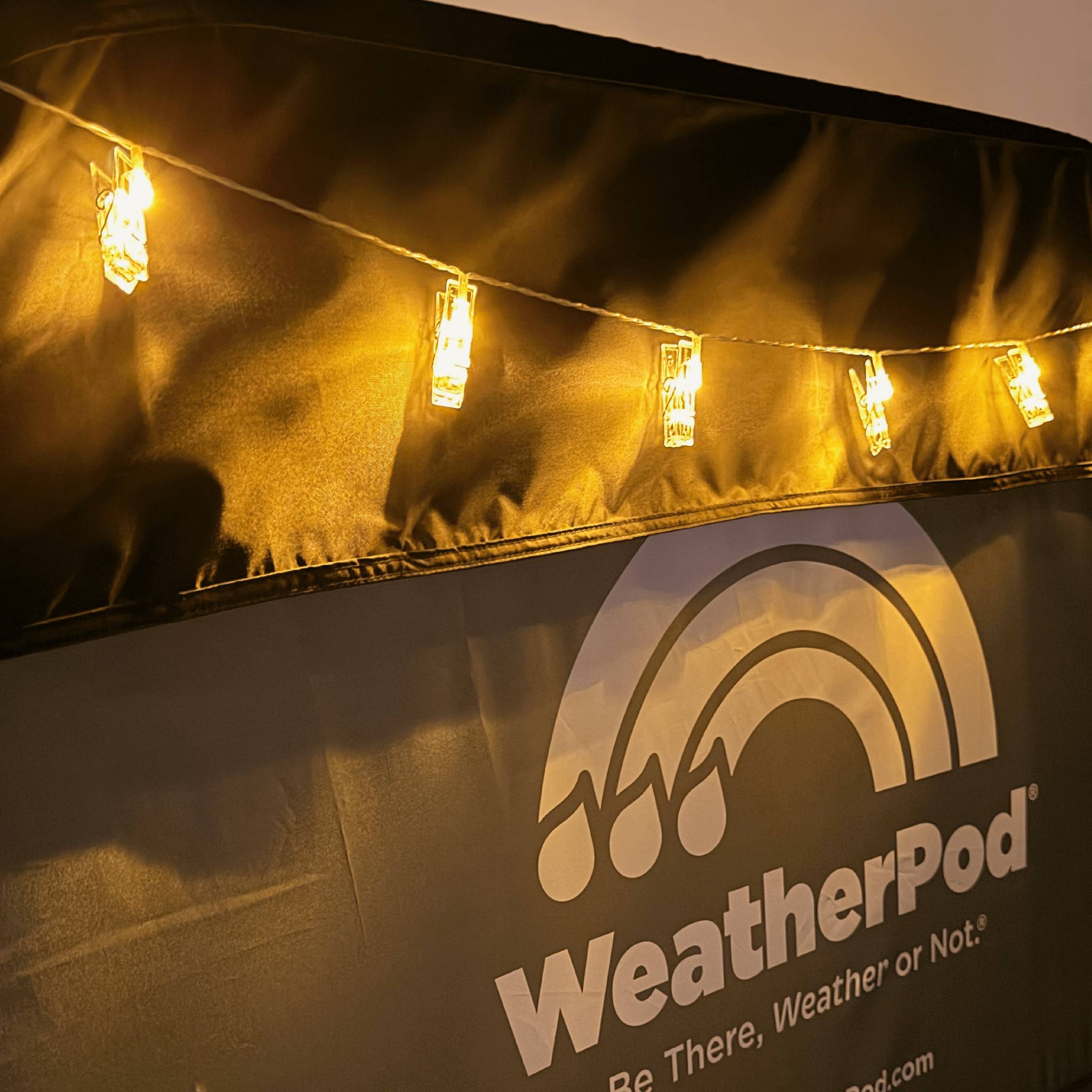 Detail of WeatherPod clip on string lights.