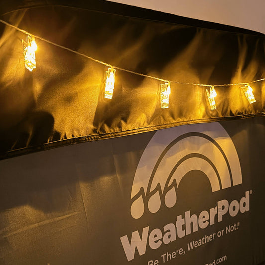 Detail of WeatherPod clip on string lights.