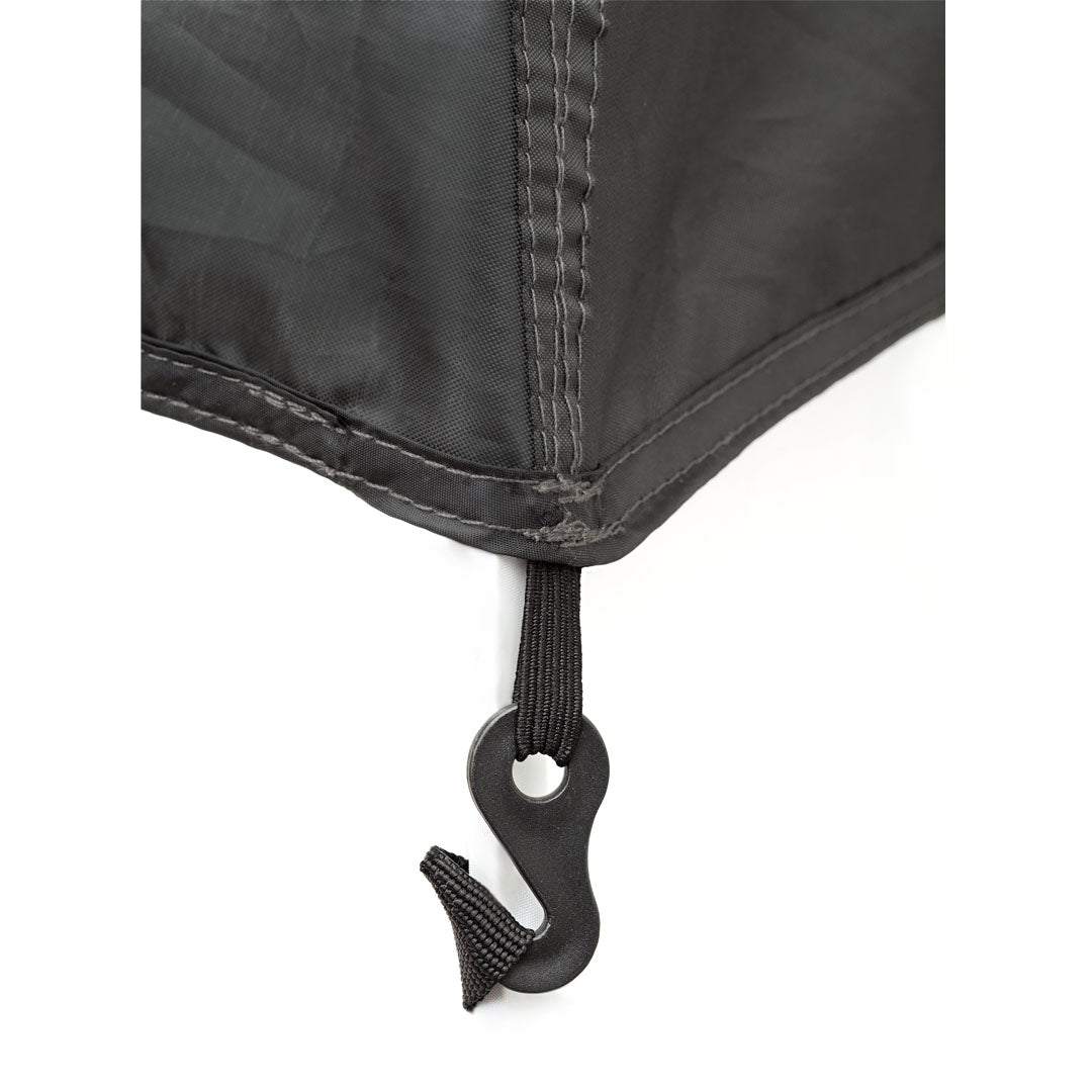 Attached hooks keep roof cover in place and easy to affix to WeatherPod