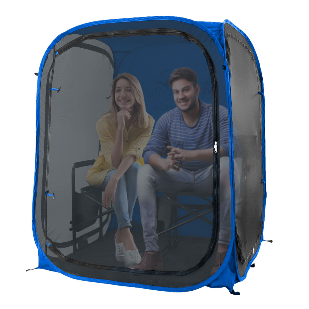 MyPod Mesh 2XL 2-Person Pop-up Tent - Royal Blue - Zipped - Under the Weather® - Personal pop-up sports tent for mom, dad, kids, parents - Perfect for soccer, baseball, softball, football, youth team sports - As Seen on Shark Tank