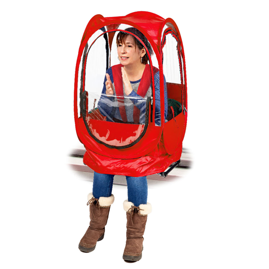 StadiumPod - Red - Unzipped - Under the Weather® - Personal pop-up sports tent for mom, dad, kids, parents - Perfect for soccer, baseball, softball, football, youth team sports - As Seen on Shark Tank