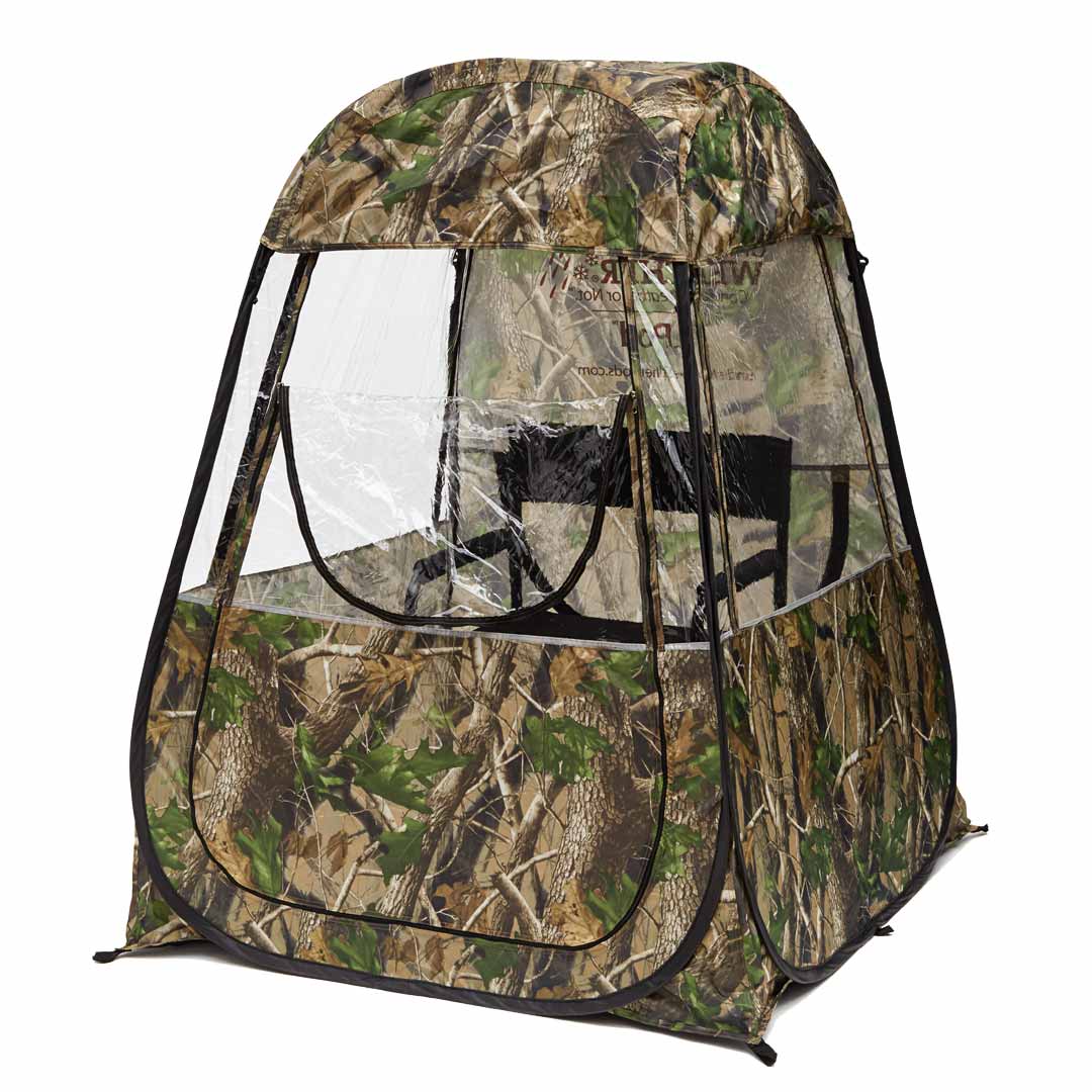 OriginalPod™ XL Camo 1-Person Pop-up Tent - unzipped - Camouflage pattern - Under the Weather® - Personal pop-up sports tent for mom, dad, kids, parents - Perfect for soccer, baseball, softball, football, youth team sports - As Seen on Shark Tank